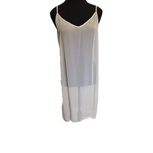 Velvet Cream Viscose Slip Lining V-Neck Spaghetti Strap Knee Length XL